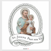 Sticker Catholique Saint-Joseph avec Enfant Jésus Religieu (Feuille)