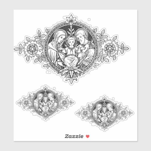 Sticker Catholique Sainte Famille Jésus Marie Joseph Relig (Feuille)