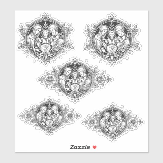 Sticker Catholique Sainte Famille Jésus Marie Joseph Relig (Feuille)