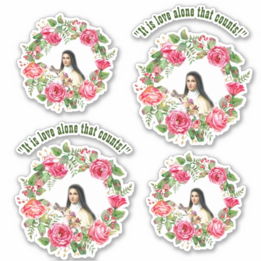 Sticker Catholique St Therese Citations Roses Roses Roses  (Devant)