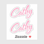 Sticker Cathy Nom décoratif en rose x2 (Feuille)
