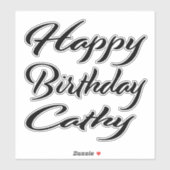 Sticker Cathy Nom Prénom Anniversaire de la Broderie noire (Feuille)