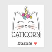 Sticker Caticorne Mignonne Féminine (Feuille)