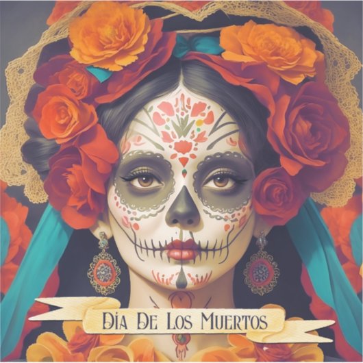 Sticker Catrina Day Of Dead 1 Avec Texte (Devant)