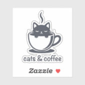 Sticker Cats and Coffee Funny Kawaii Noir Feline Aesthetic (Feuille)