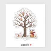 Sticker Cats In Snow Tree Winter Christmas Santa Hat X-mas (Feuille)