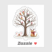 Sticker Cats In Snow Tree Winter Christmas Santa Hat X-mas (Feuille)