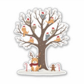 Sticker Cats In Snow Tree Winter Christmas Santa Hat X-mas (Devant)