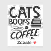 Sticker Cats Livres Coffee Typography Citation Vocabulaire (Feuille)