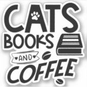 Sticker Cats Livres Coffee Typography Citation Vocabulaire (Devant)