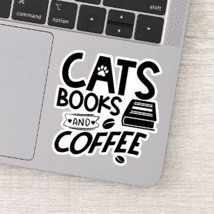 Sticker Cats Livres Coffee Typography Citation Vocabulaire