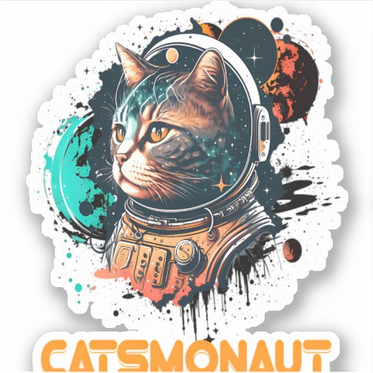 Sticker Catsmonaute Astronaut Chat Ou Chat Spatial (Devant)