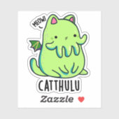 Sticker Catthulu Funny Cthulhu Cat Pun (Feuille)