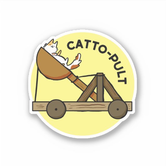 Sticker Catto-pult Pun Chat Die-Cut (Devant)