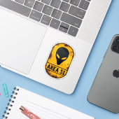 Sticker Caution Alien Zone – AREA 51 Sci-Fi Wall Art  (Ordinateur portable avec iPhone)