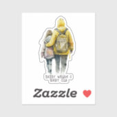 Sticker Caution père et fille (2) (Feuille)