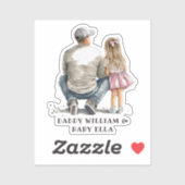 Sticker Caution père et fille noire (10) (Feuille)