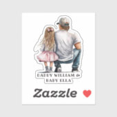 Sticker Caution père et fille noire (11) (Feuille)