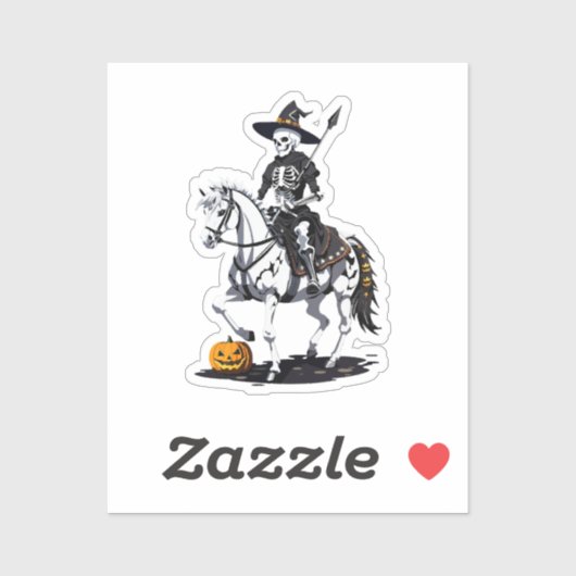 Sticker Cavalier de cheval squelette - Squelette d'Hallowe (Feuille)