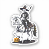 Sticker Cavalier de cheval squelette - Squelette d'Hallowe (Recto)