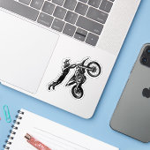 Sticker Cavalier de moto cross (Ordinateur portable avec iPhone)