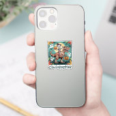 Sticker Cavalier Dino Squelette – Squelette sur T-Rex Momi (Téléphone)