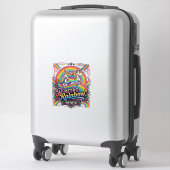 Sticker Cavalier Licorne Arc-en-Ciel Rétro (Sur valise)