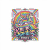 Sticker Cavalier Licorne Arc-en-Ciel Rétro (Devant)
