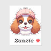 Sticker Cavalier roi charles tête avec casquette rose (Feuille)