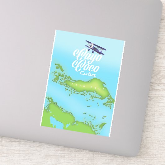 Sticker Cayo Coco Cuba carte de style vintage. (Détail)