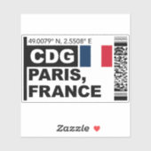 Sticker CDG Paris Boarding Pass - France Travel (Feuille)