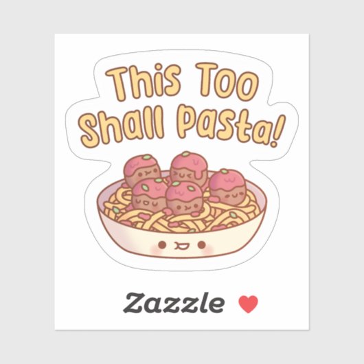 Sticker Ce Aussi Pasta Spaghetti Et Boulettes De Viandes (Feuille)