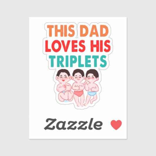 Sticker Ce papa aime ses triplés (Feuille)