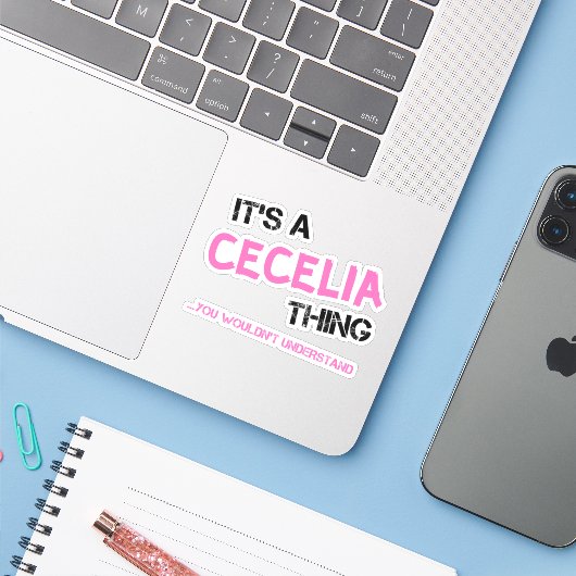 Sticker Cecilia ce que tu ne comprendrais pas T-shirt (Ordinateur portable avec iPhone)