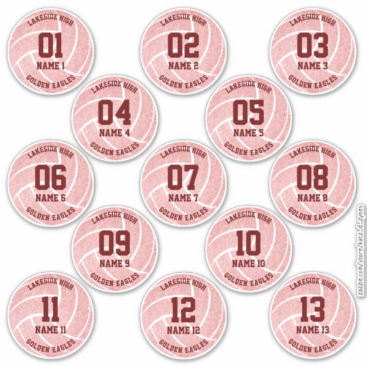 Sticker ceinture rose de 13 volleyball (Devant)