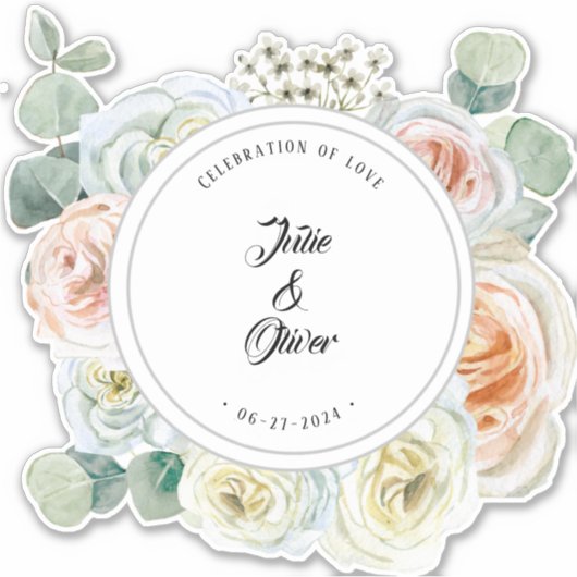 Sticker "Célébration de l'amour" nom date  (Devant)