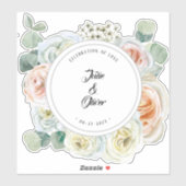 Sticker "Célébration de l'amour" nom date  (Feuille)