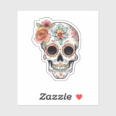 Sticker Célébration du crâne de sucre floral (Feuille)