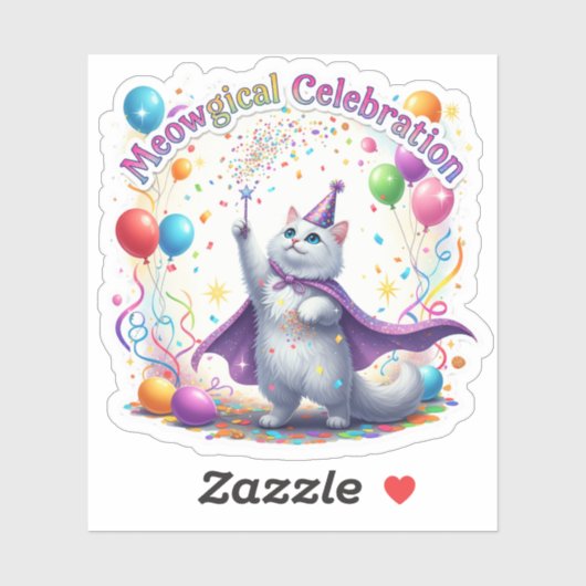Sticker Célébration Meowgical - Chat Whimsical (Feuille)