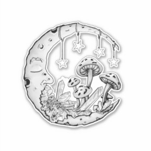 sticker céleste lune amant champignon cadeau