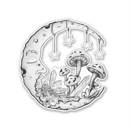sticker céleste lune amant champignon cadeau (Devant)