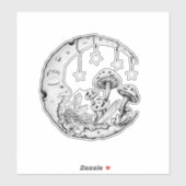 sticker céleste lune amant champignon cadeau (Feuille)