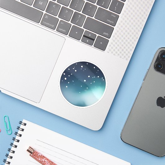 Sticker Celestial Glow: Abstract Night Sky (Ordinateur portable avec iPhone)