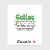Sticker Céliaque Drôle - Terrible, Ne Recommande Pas Stick (Feuille)