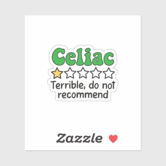 Sticker Céliaque Drôle - Terrible, Ne Recommande Pas Stick (Feuille)