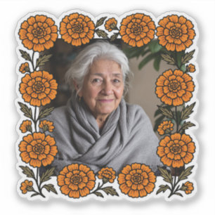 Sticker Cempasúchil Ofrenda Con Foto Día de Muertos
