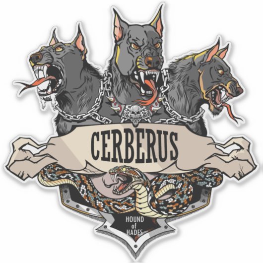 Sticker Cerberus Hellhound et serpent (Devant)