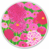 Sticker Cercle de fleurs, Chrysanthèmes rose Fuchsia (Devant)