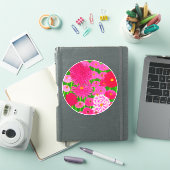 Sticker Cercle de fleurs, Chrysanthèmes rose Fuchsia (Couverture iPad)