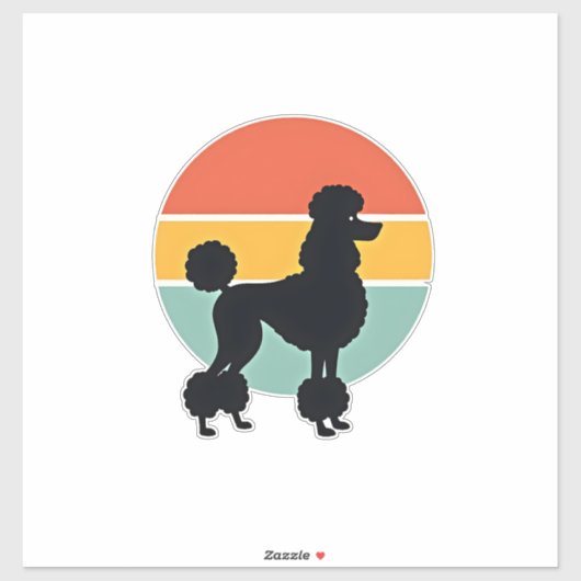 Sticker Cercle de silhouette de chien rétro coucher de sol (Feuille)